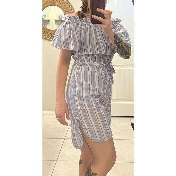 LinenLux | Medium | Flutter Shoulder Blouson Dress | Coverup | POCKETS | EUC - Picture 3 of 15